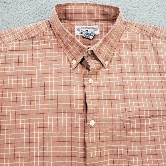 Boca Shirt Mens Large Orange Plaid Button Down Short Sleeve‎ Classic Pocket - Picture 2 of 10